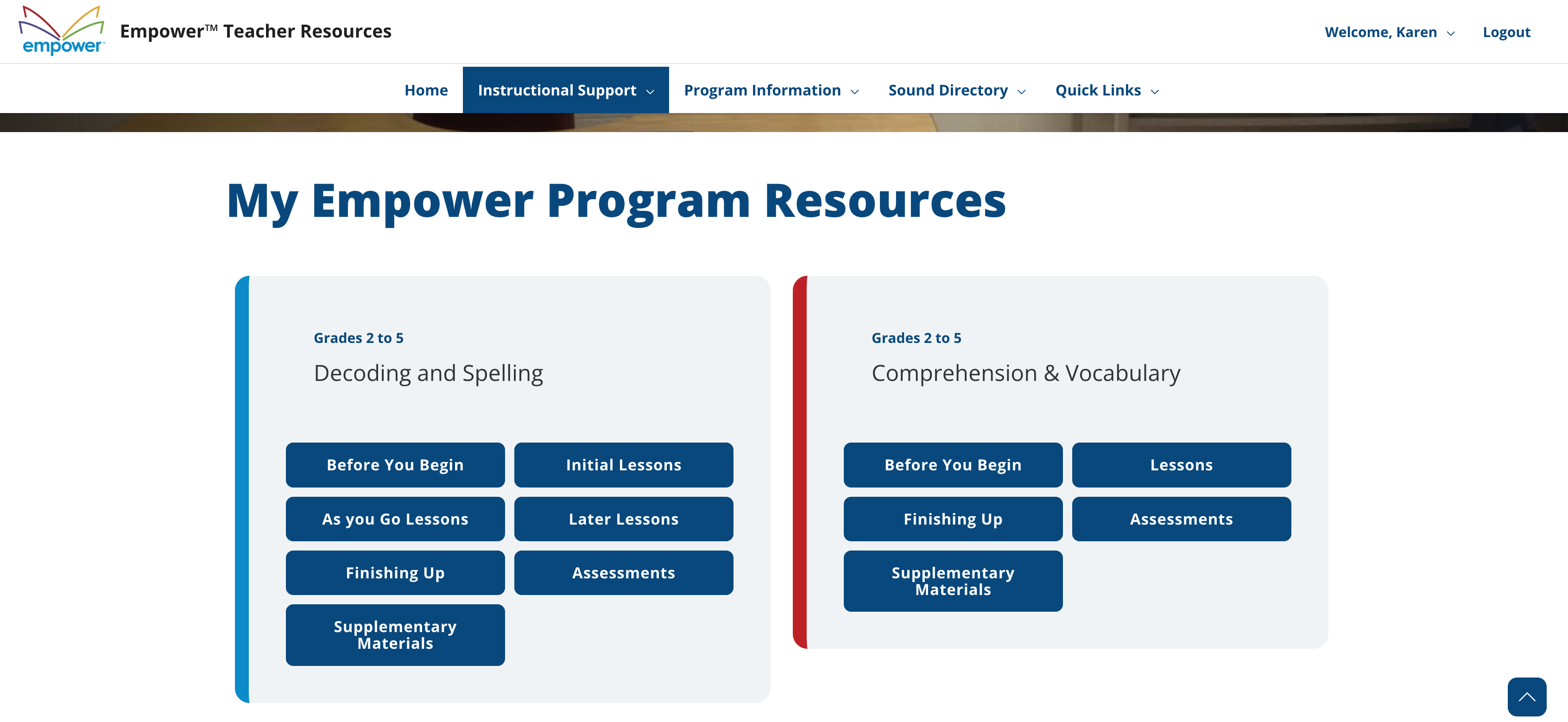 Screenshot of a website about reading.