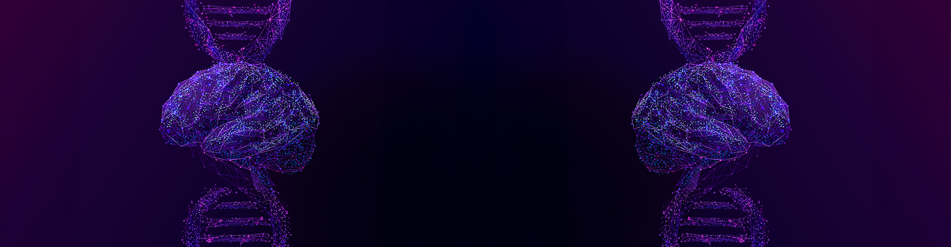 An illustration of a brain over a DNA helix.