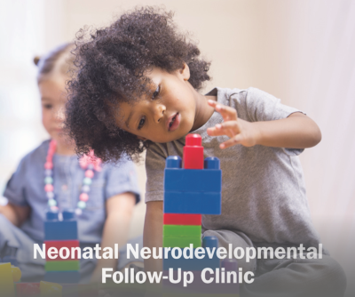 Toddler playing with building blocks - Neonatal Neurodevelopmental Follow-Up Clinic