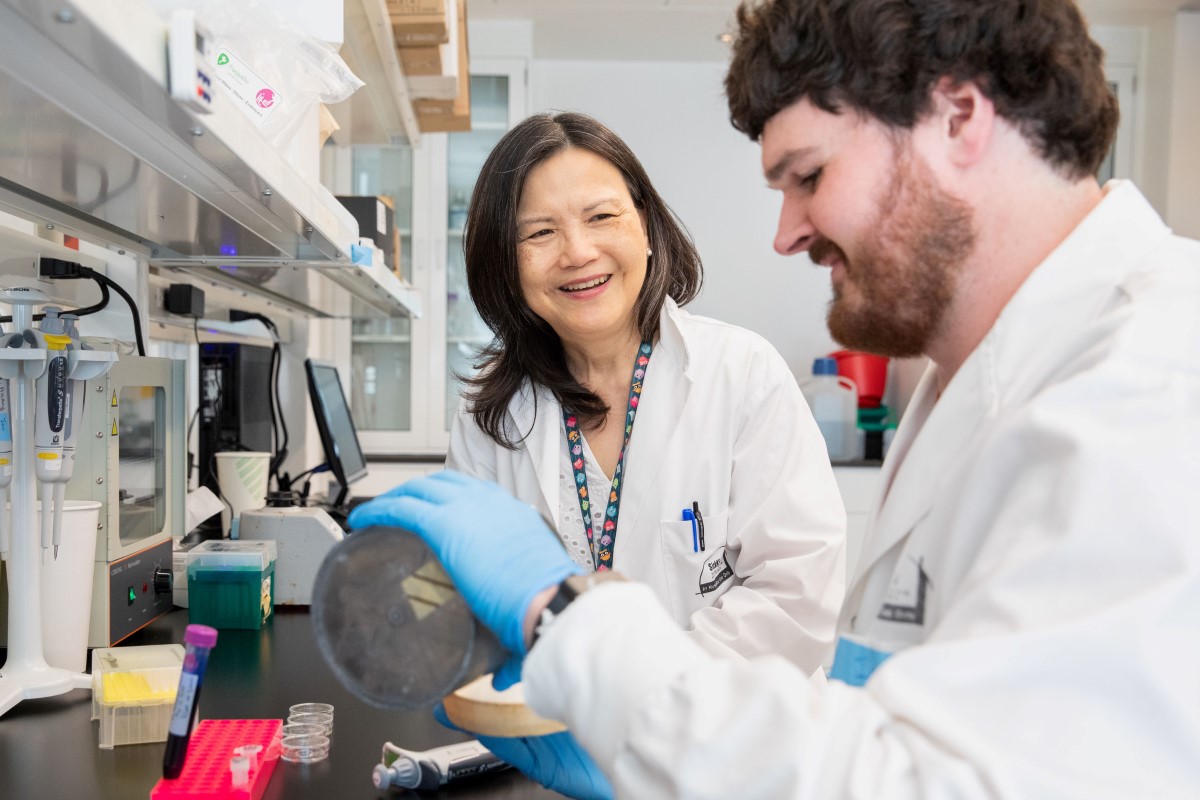 Two people working together in a research lab.
