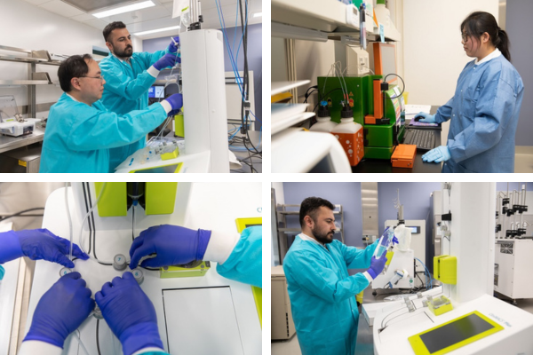 Laboratory staff in the Cellular Therapy Facility