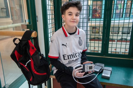 Harrison holds his VAD controller.