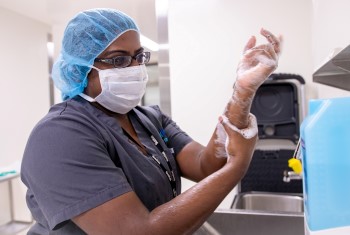 SickKids staff member washing their hands